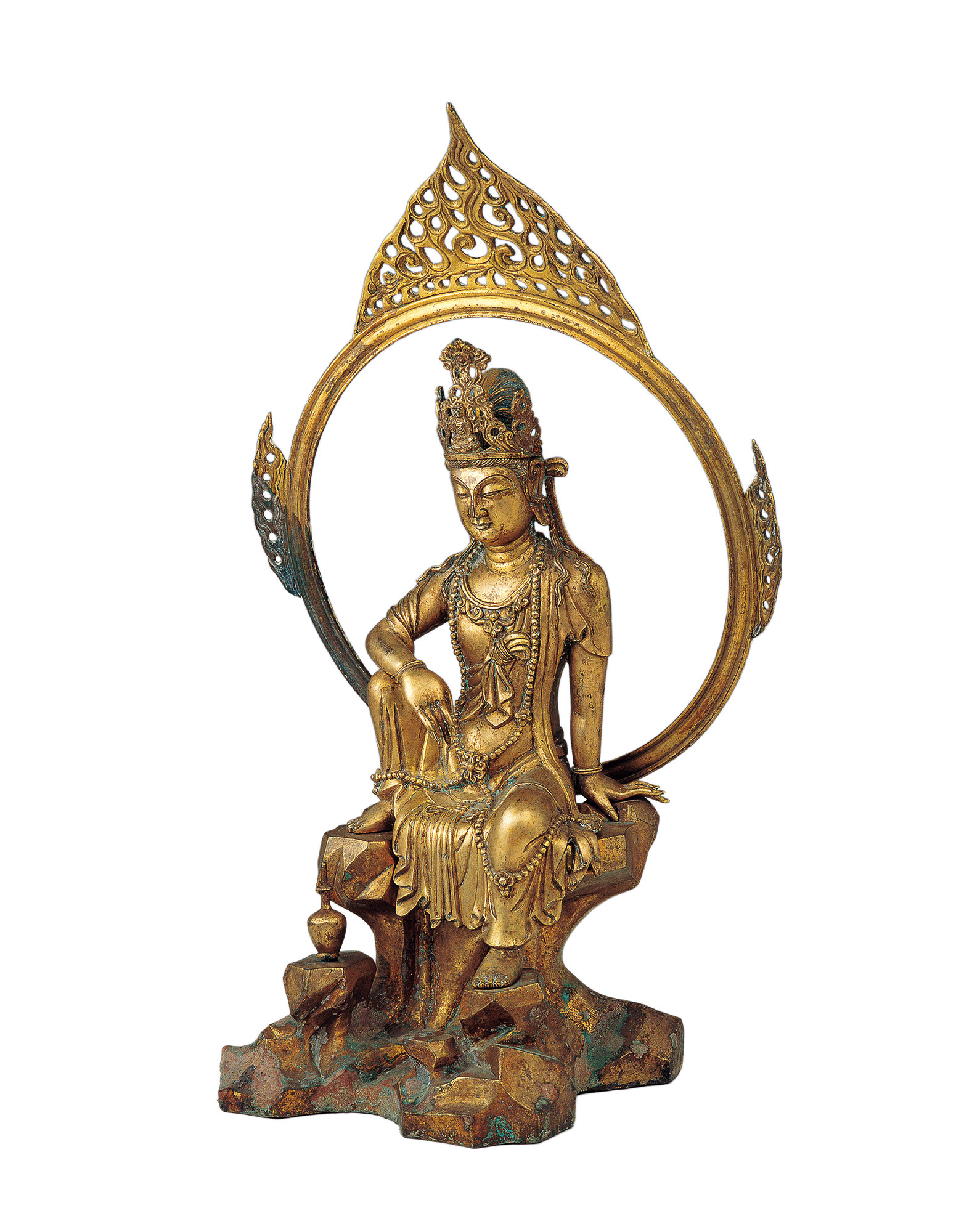 鎏金铜水月观音像