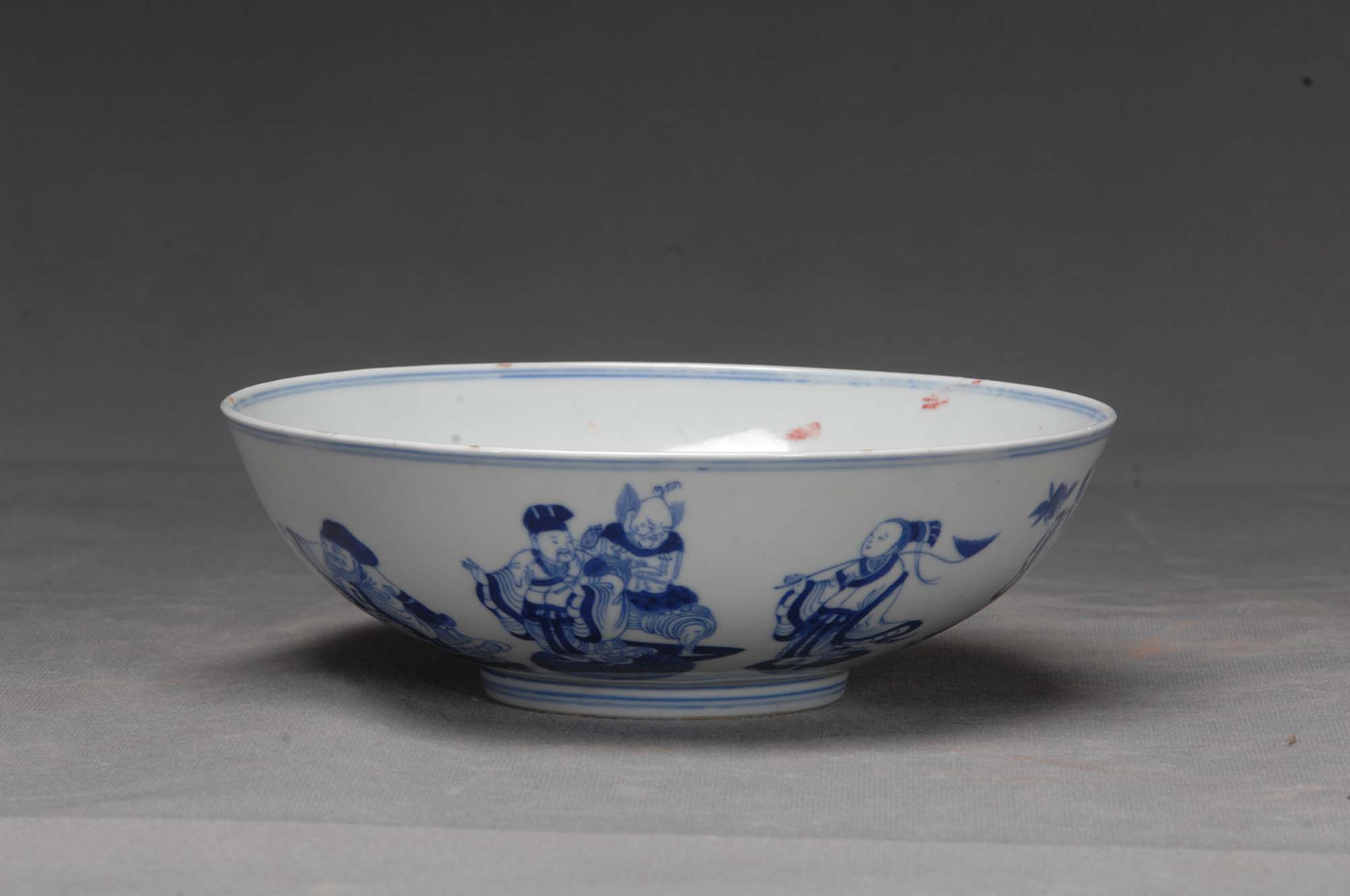 中国 粉彩八仙人物文 青花内彩 茶碗 二客 大清同治年