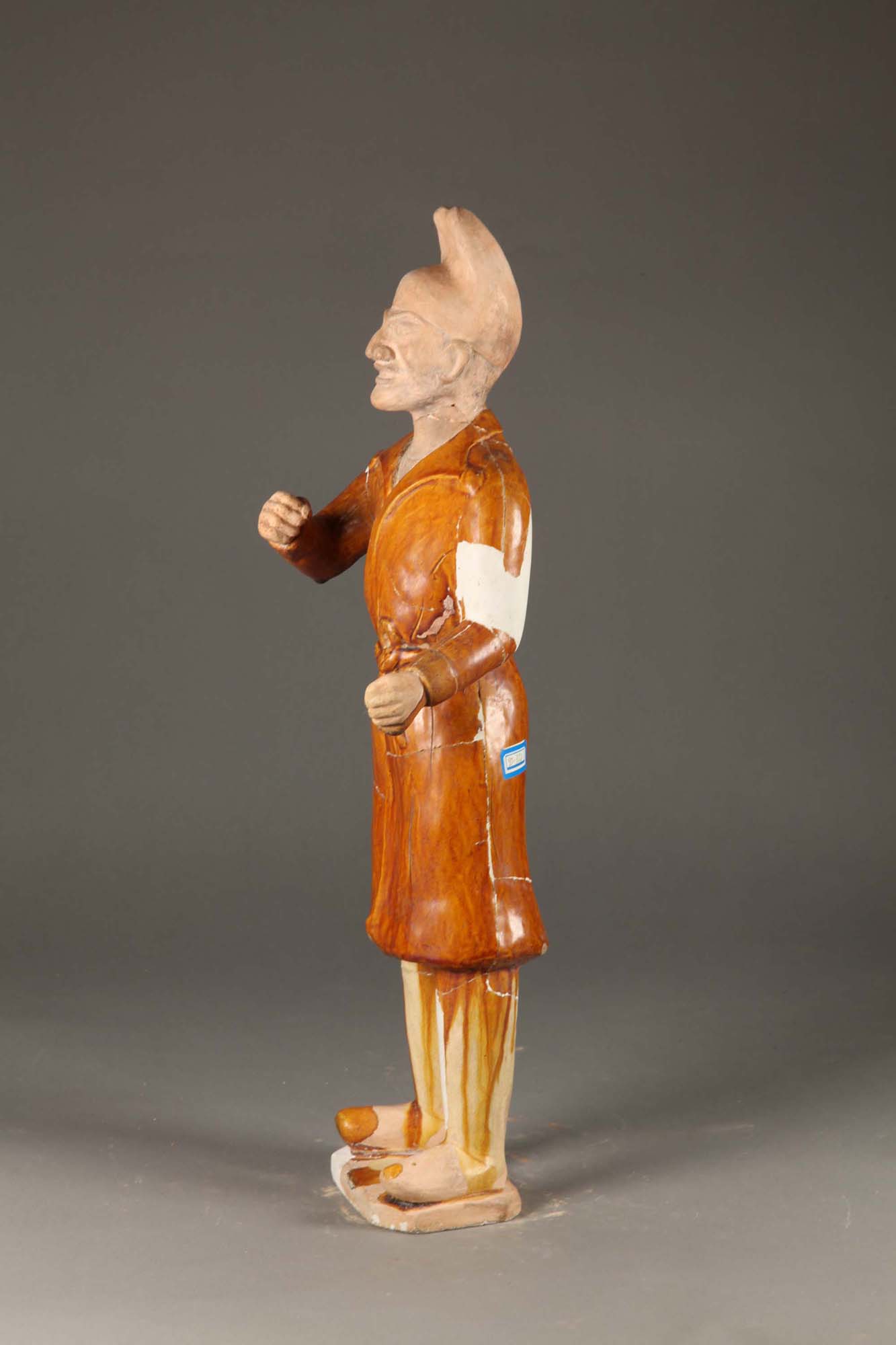 中国 三彩 兵馬俑 人物俑 陶人形 人物像 武人像 C 8846 中国 三彩