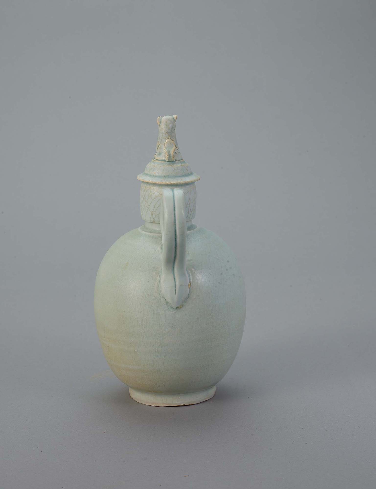 【清】青磁墨床　霊芝紋高底墨床　書道具　「文房具*陶磁器*中国美術」Y1620-JA